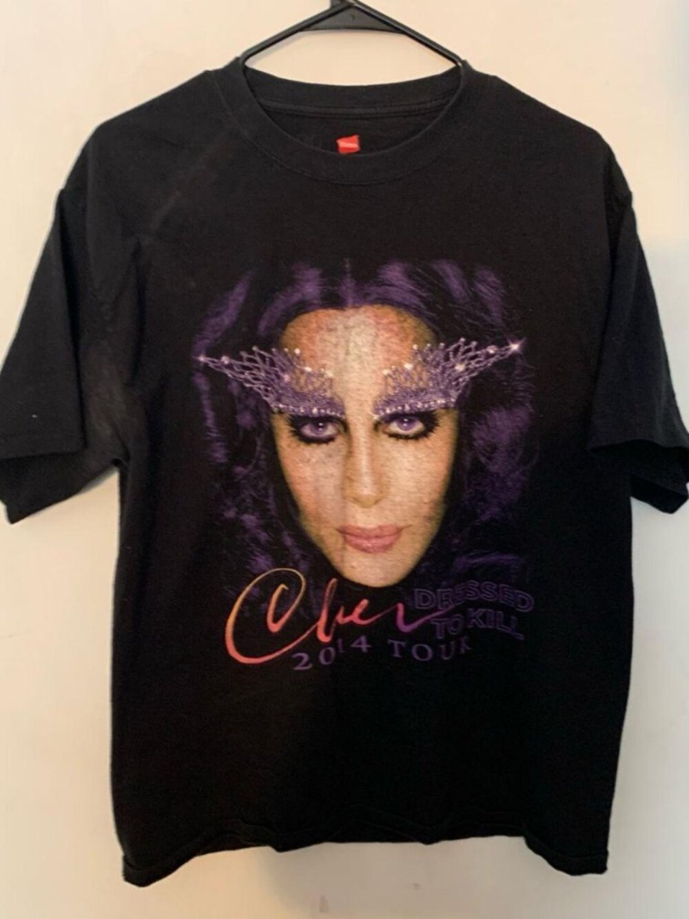 CHER 'DRESSED TO KILL' TOUR T SHIRT, 2014, WITH CYNDI LAUPER, PAT BENATAR, SZ L